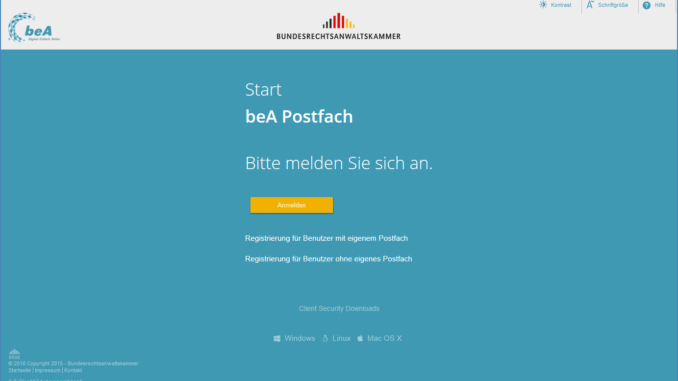 beA Login und Erstregistrierung