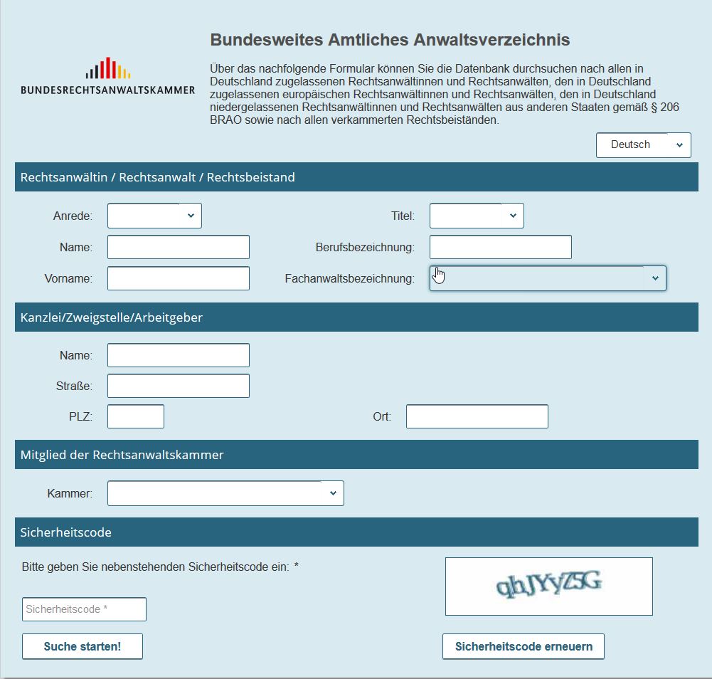 Bundesweites Amtliches Anwaltsverzeichnis