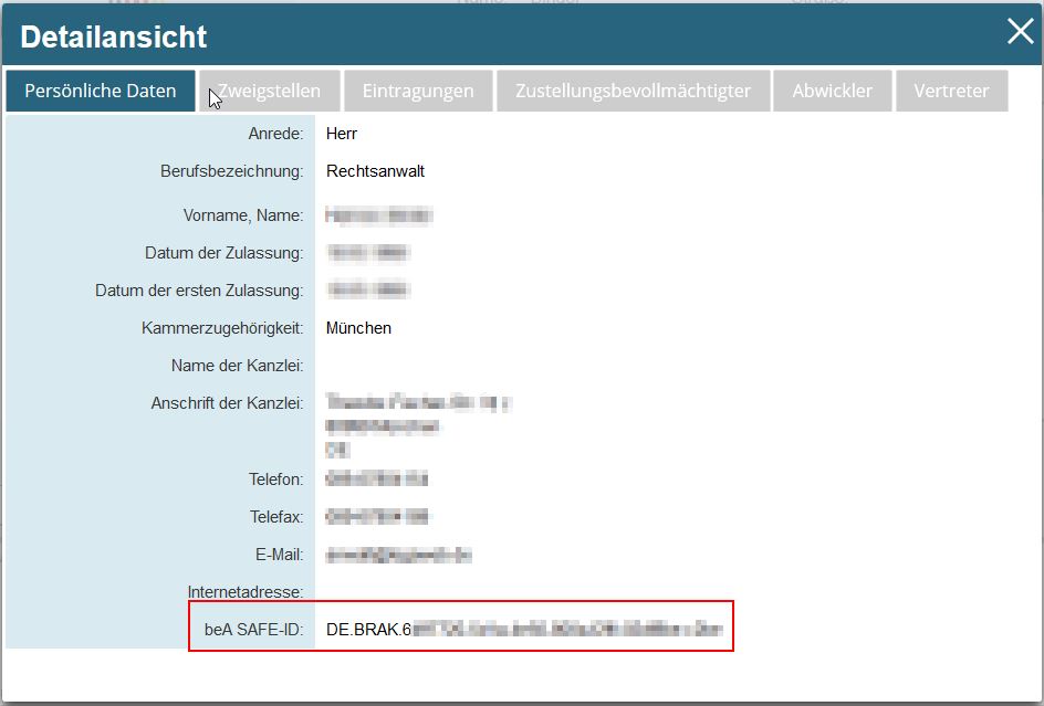 SAFE-ID ermitteln