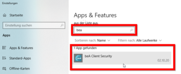 App beA Client-Security auswählen