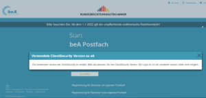 beA Client Security Update vor Login erforderlich